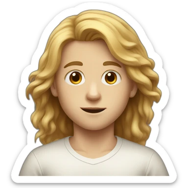 White child boy with long but not so long hair brown sticker