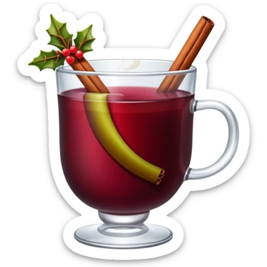 mulled wine in glass cup without straw sticker