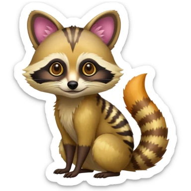 Colorful neon-colored tropical exotic shiny beautiful fantasy-Cacomistle-tanuki-genet-oncilla-animal-hybrid (full body) sticker