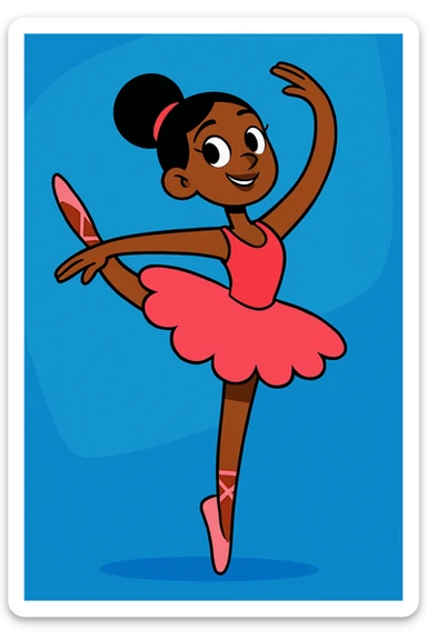 ballerina, 2D cartoon style, vibrant toon sticker