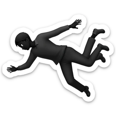 a silhouette of a man faling sticker
