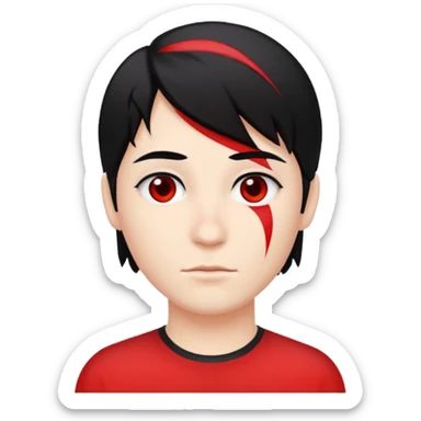 Fait une personne blanche avec des cheveux noir mais un coter rouge sticker