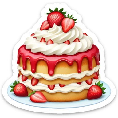 An elaborate and whimsical strawberry short cake sticker