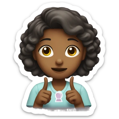 The girl shows a cross sign with her hands sticker