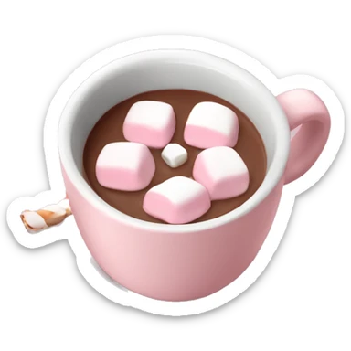 Light Pink mug of hot chocolate with marshmallows  sticker