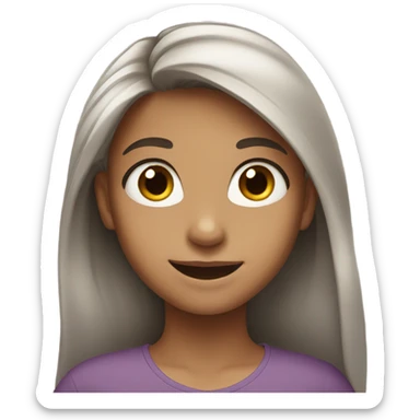 smiling girl with long hair and brown eyes sticker