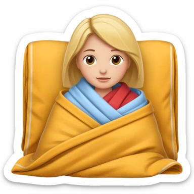woman with tucked blanket sticker