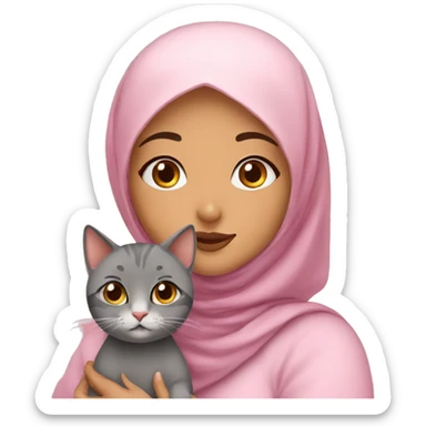 Arabic hijab girl with a brow hijab and her cat sticker