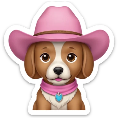 Aesthetic dog wearing a pink cow boy hat sticker