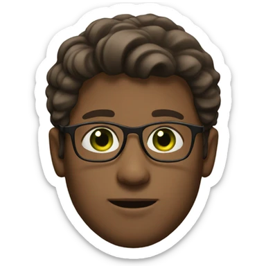 GREEN eyes, male , brown hair, brown glasses wavy hair sticker
