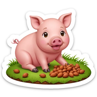 pig eating nuts sticker