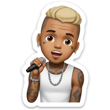 Hyper Realistic Chris Brown on stage singing with tattoos  sticker