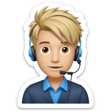 Male Customer Service Agent with funky hair sticker