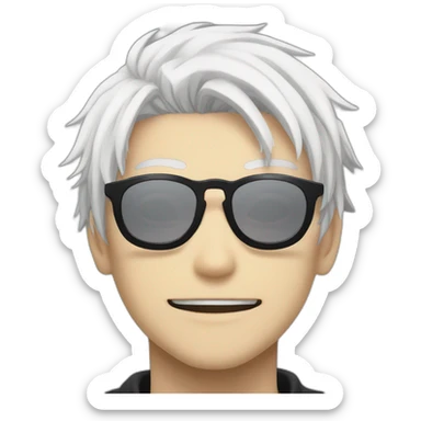 Gojo satoru from jujutsu kaisen, white hair, round black sunglasses sticker