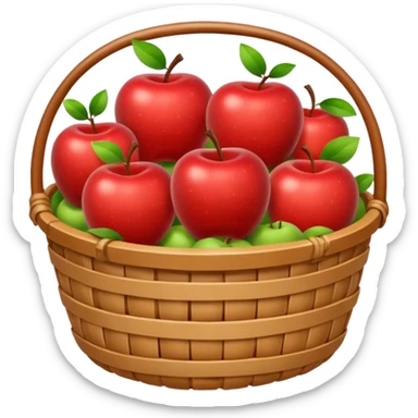 cozy basket of apples after apple picking ghibli style png sticker