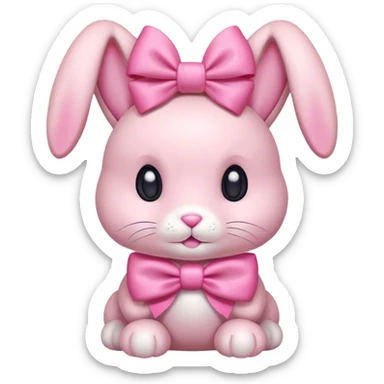 Pink bunny with a pink bow sticker