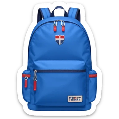blue backpack with tommyjeans logo sticker
