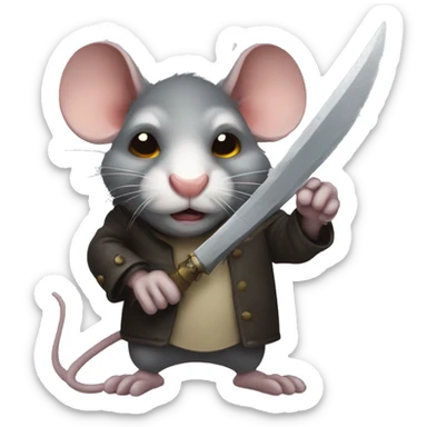 grumpy rat holding a dagger sticker