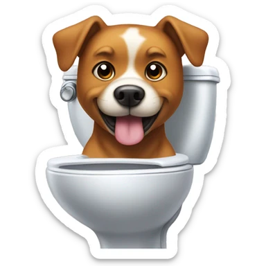 A dogs head sticking out of the toilet cute sticker