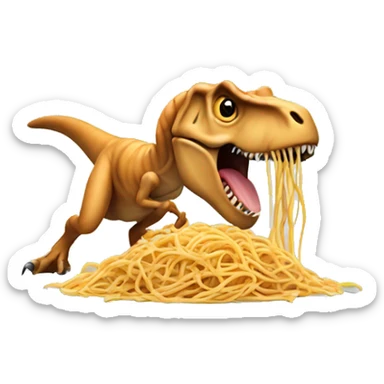 T. rex eating spaghetti  sticker