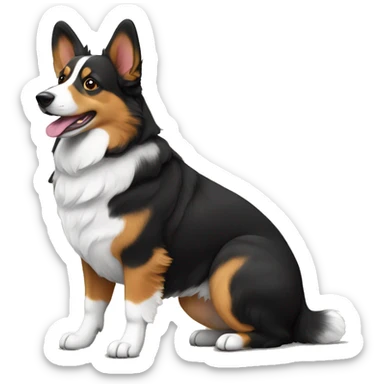 Black Tri color Australia shepherd and tri color corgi sticker
