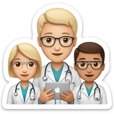 animated apple-style emoji of a programmer and doctor having a conversation sticker