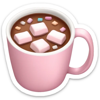 Light Pink mug of hot chocolate with marshmallows  sticker