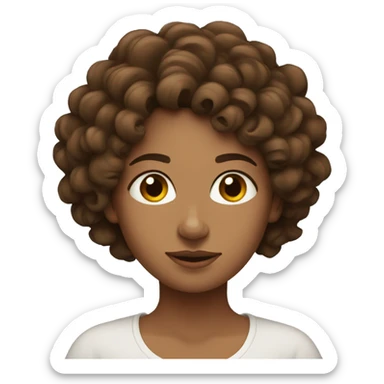 Meditation curly with brown hair women  sticker