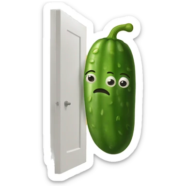 A pickle blocking the door sticker