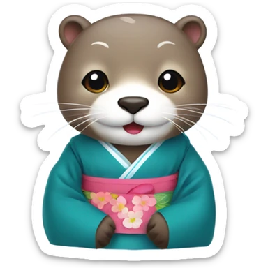 a otter face wearing traditional korean hanbok sticker