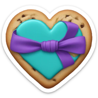 Cookie heart with teal purple awareness ribbon sticker