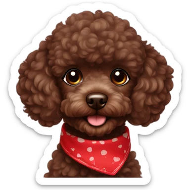 Dark brown toy poodle with red bandana sticker