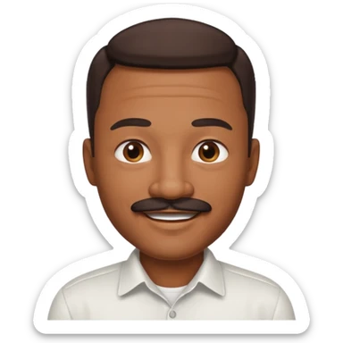 black dad with chin mustache smile warmly in white shirt sticker