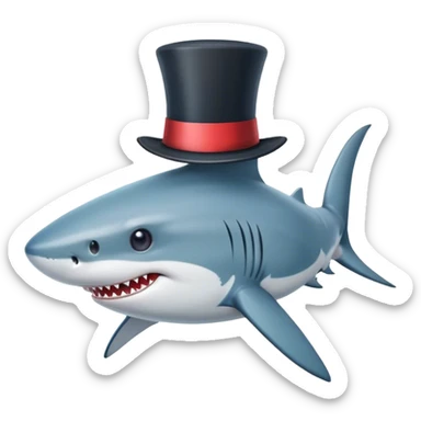 Shark with a top hat sticker