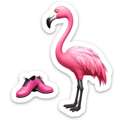 Pink flamingo with tap dancing shoes  sticker