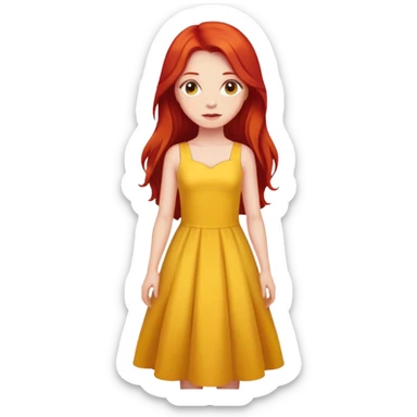 Girl with long red hair in yellow dress sticker
