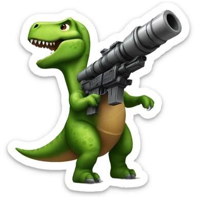 Dinosaur with minigun sticker
