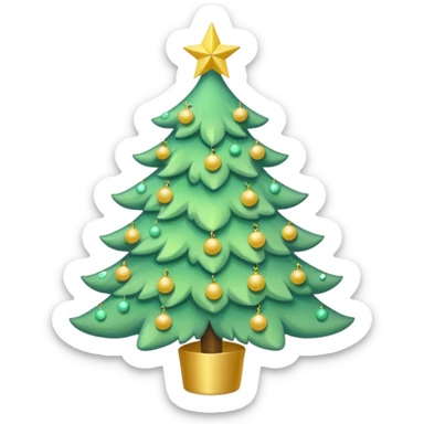 a pastel green christmas tree a yellow star sticker