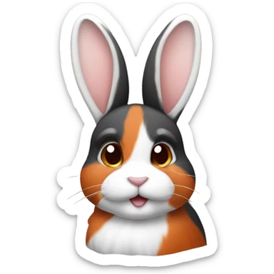 Dutch Rabbit with tricolor striped fur (orange, black and white)  sticker