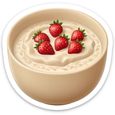 Porridge with strawberries beige bowl sticker