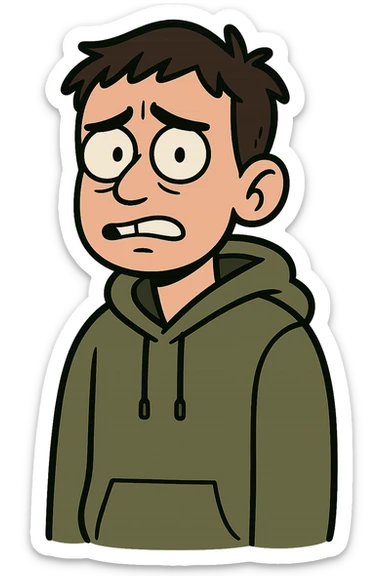 Slava Marlow, short dark hair, wearing a hoodie, stylized, no text sticker