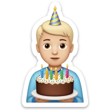 boy with birthday cake without the candles sticker