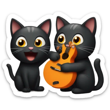 Black Cat and Orange Cat sing sticker