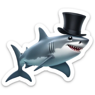 Shark with a top hat sticker