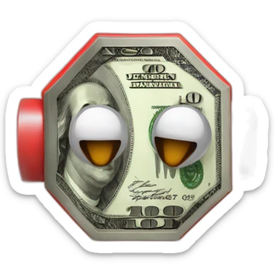 stop sign, money covering ears sticker
