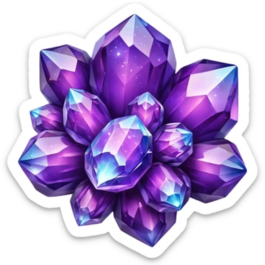 glossy purple glass nebula crystal clusters sticker