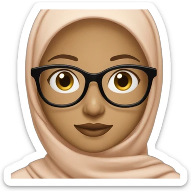 A hijabi girl with light skin wearing black glasses sticker