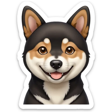 cute black Shiba Inu dog with happy expression sticker