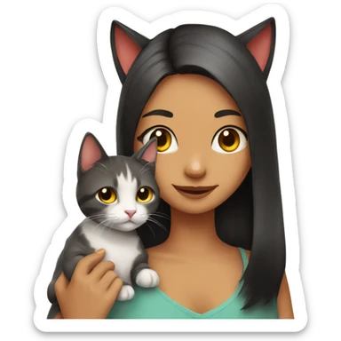 Cat with girl sticker