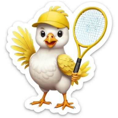Make a chicken playing tennis  sticker